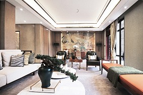 中式现代300㎡别墅豪宅客厅2023装修设计图