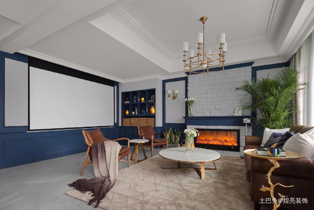 这样的家灰色的高雅包容蓝色的平和深邃地中海客厅设计图片赏析