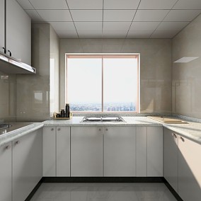 三居中式现代121㎡厨房2023装修效果图