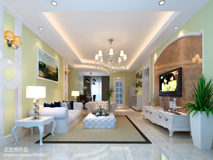 质朴50平欧式复式客厅设计案例