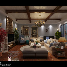 客厅沙发装修效果图悠雅755平地中海别墅客厅图片