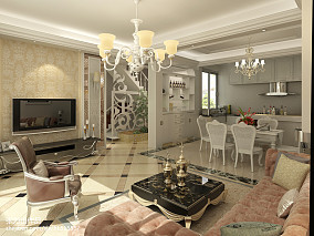 温馨120平欧式别墅客厅设计案例装修图大全