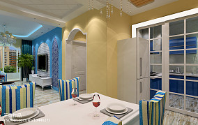 简洁88平地中海二居餐厅效果图片大全装修图大全