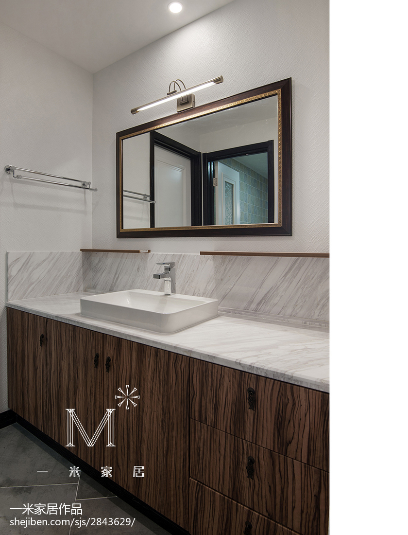 质朴158平中式四居卫生间效果图欣赏中式现代卫生间设计图片赏析