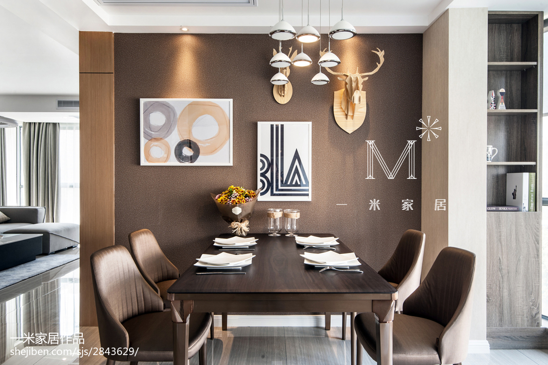 厨房窗帘装修效果图138m²现代简约餐厅背景墙效现代简约餐厅设计图片赏析