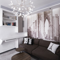 二居北欧极简80㎡客厅装饰设计图