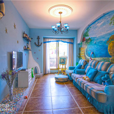 客厅窗帘装修效果图平方二居客厅地中海效果图片大全