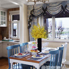 厨房窗帘装修效果图面积105平田园三居餐厅欣赏图