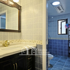 卫生间洗漱台装修效果图质朴118平美式三居卫生间图片