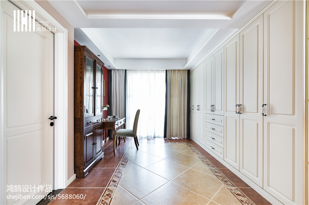 窗帘装修效果图时尚美式风格过道装修图片美式设计图片赏析