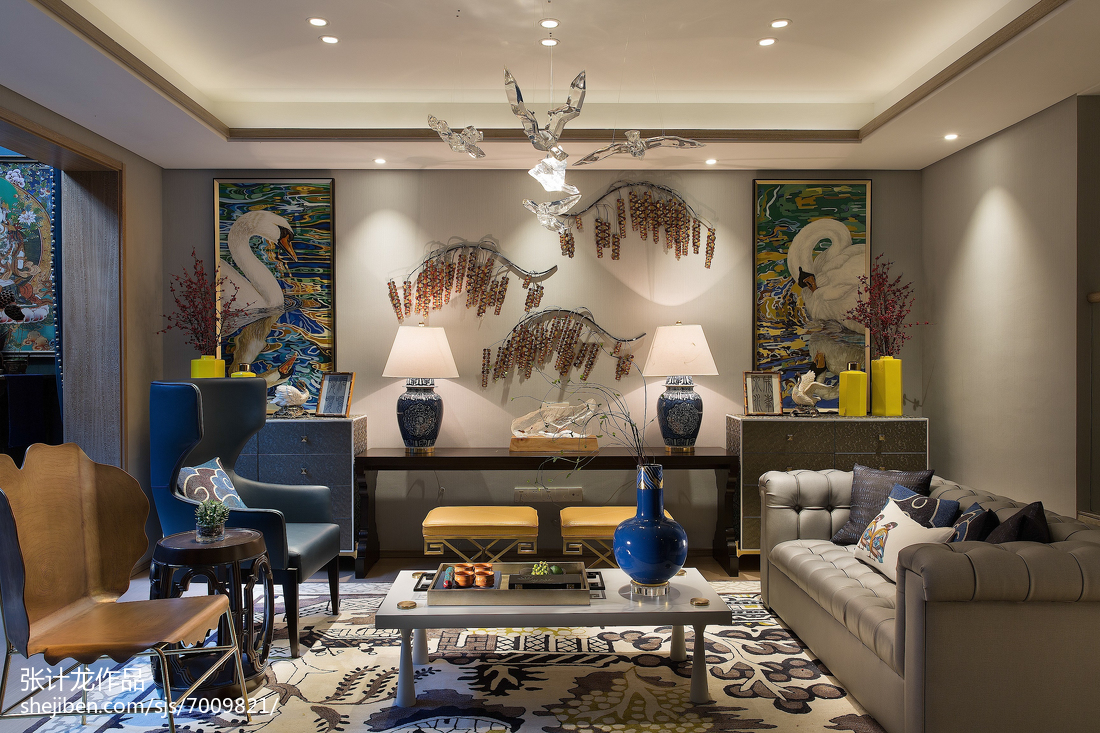 客厅沙发装修效果图家装中式风格休闲区装修中式现代客厅设计图片赏析