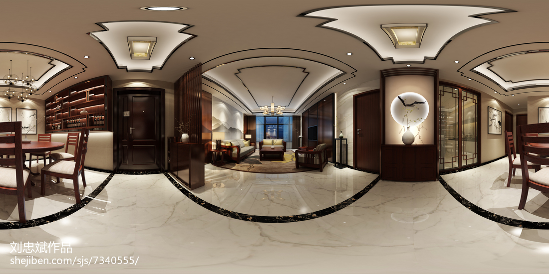 热门84平米二居客厅中式设计效果图装修图大全