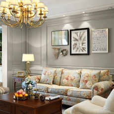 客厅沙发装修效果图热门128平方四居客厅美式装修