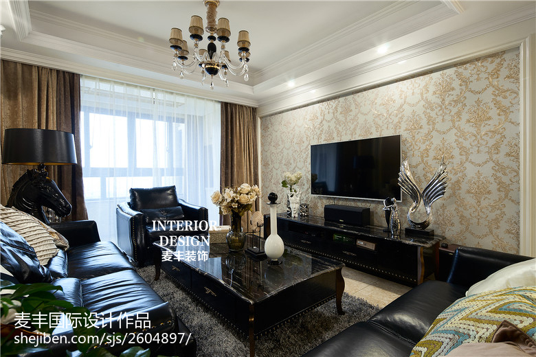 客厅窗帘装修效果图新古典风格家居客厅设计方案美式经典客厅设计图片赏析