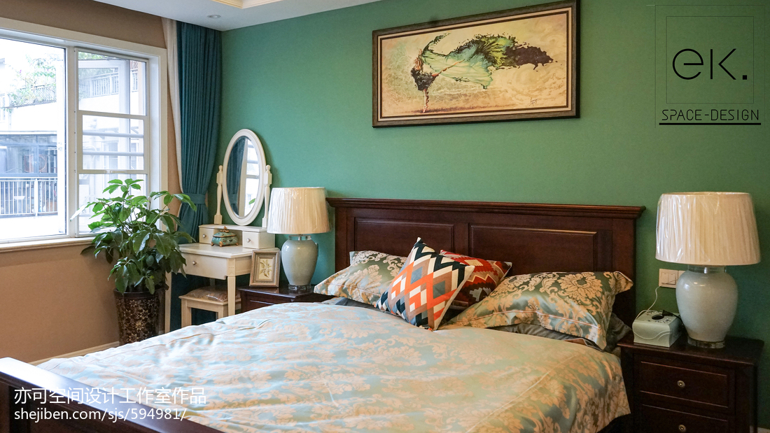 卧室窗帘1装修效果图成都万科魅力之城220跃层美式卧室设计图片赏析