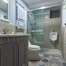 卫生间马桶装修效果图美式三居室卫浴设计案例