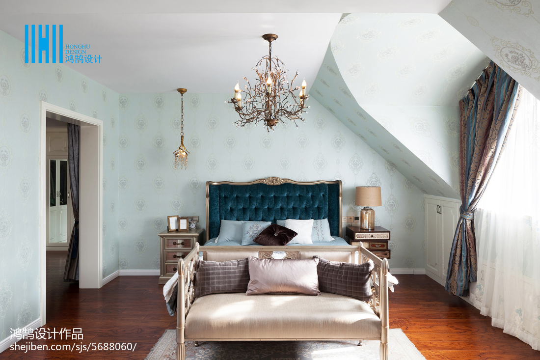 2018面积142平别墅卧室美式装修设计效果图美式经典卧室设计图片赏析