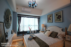 蓝色客厅窗帘2装修效果图精美地中海设计效果图