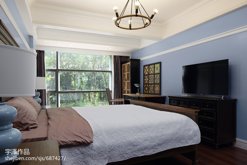 卧室床装修效果图精选115平米美式别墅儿童房装美式经典卧室设计图片赏析