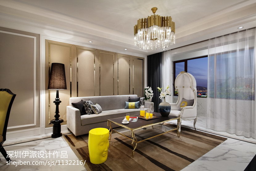 客厅窗帘装修效果图大气新古典风格客厅布置美式经典客厅设计图片赏析