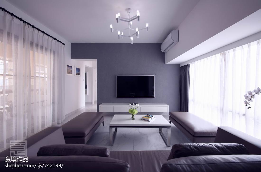 热门82平米二居客厅简约装修设计效果图现代简约客厅设计图片赏析