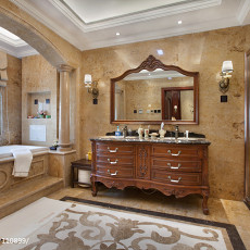 卫生间窗帘装修效果图精致984平美式别墅卫生间图片