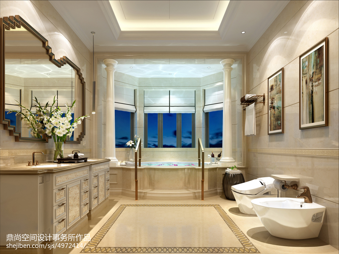 热门面积129平别墅卫生间欧式装修设计效果图欧式豪华卫生间设计图片赏析
