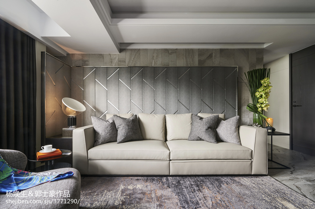 客厅沙发2装修效果图暗色系现代客厅沙发设计图现代简约客厅设计图片赏析