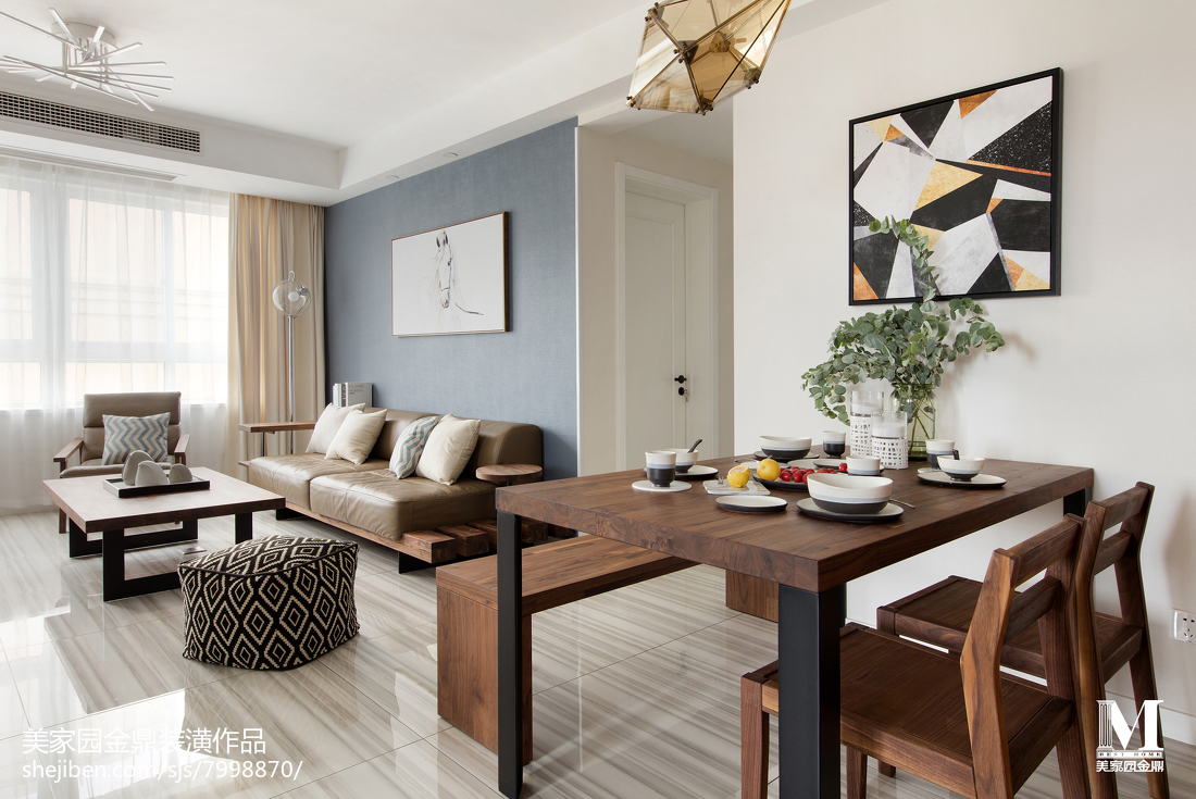 客厅沙发装修效果图108平北欧风客厅餐厅一体设计北欧极简客厅设计图片赏析