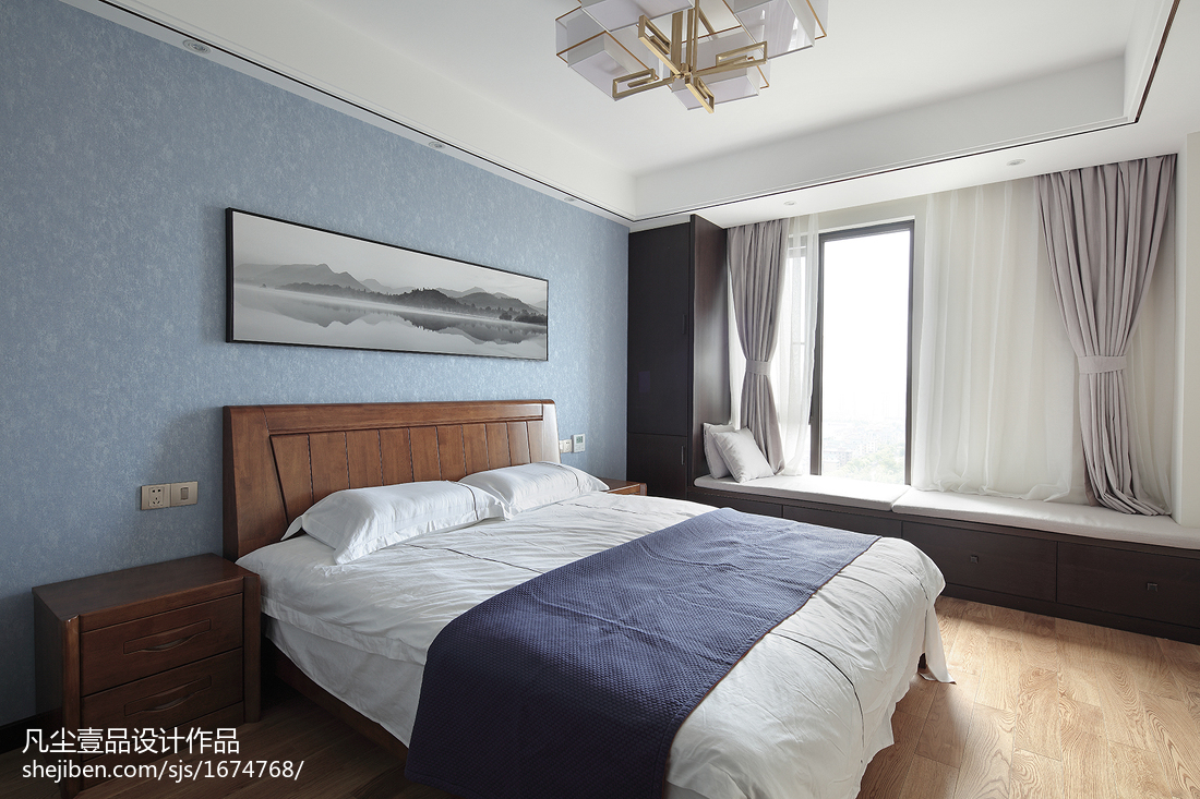 质朴141平中式四居卧室效果图中式现代卧室设计图片赏析