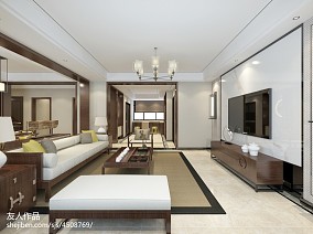 轻奢62平中式复式客厅设计案例装修图大全