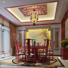 厨房窗帘2装修效果图质朴259平中式别墅餐厅效果图