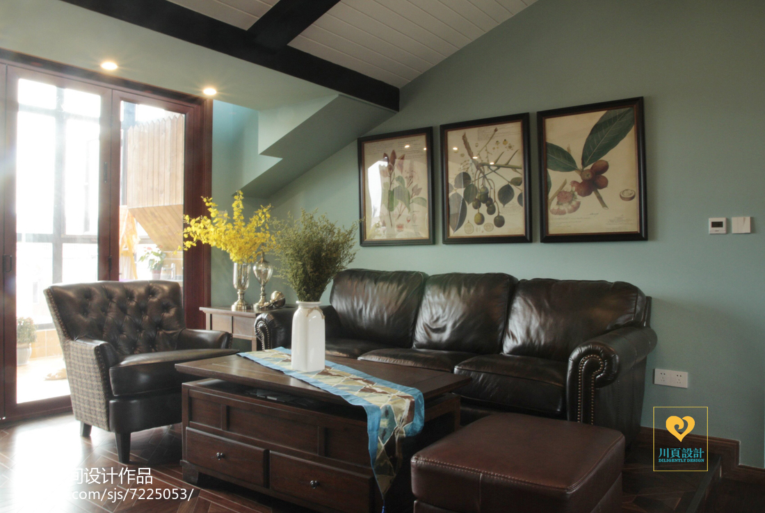 川页设计阁楼里的美式风情美式经典客厅设计图片赏析