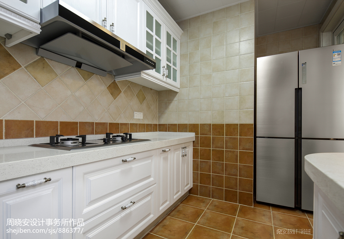 优雅126平美式四居厨房实景图美式经典厨房设计图片赏析