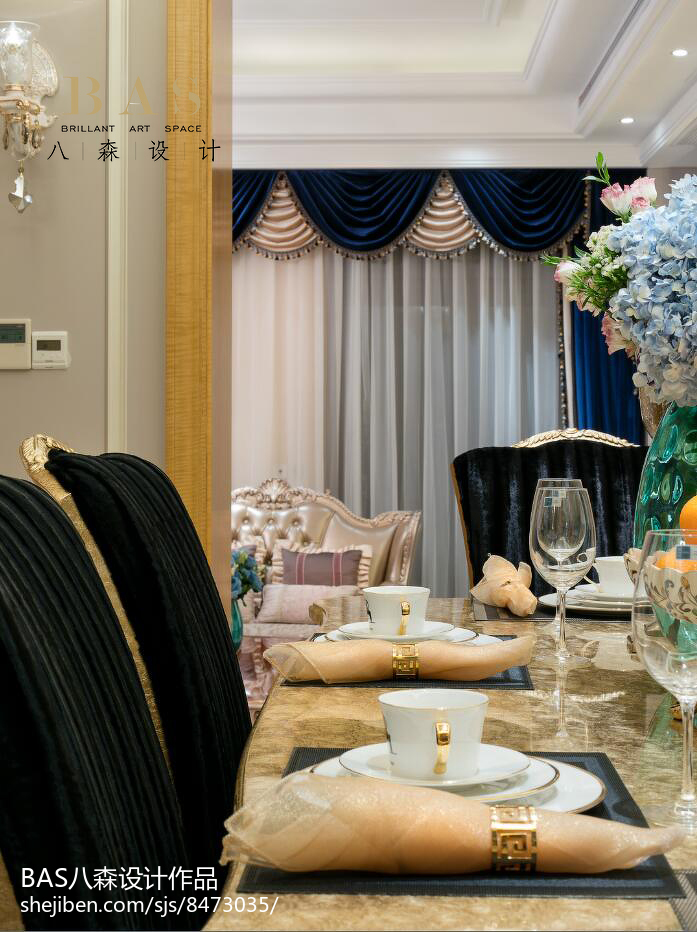 厨房窗帘装修效果图2018面积129平别墅餐厅欧欧式豪华餐厅设计图片赏析