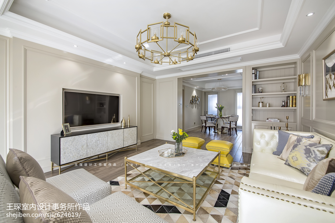 客厅沙发装修效果图精美面积130平美式四居客厅装美式经典客厅设计图片赏析