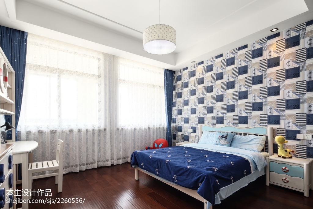 窗帘装修效果图现代卧室吸顶灯现代简约设计图片赏析