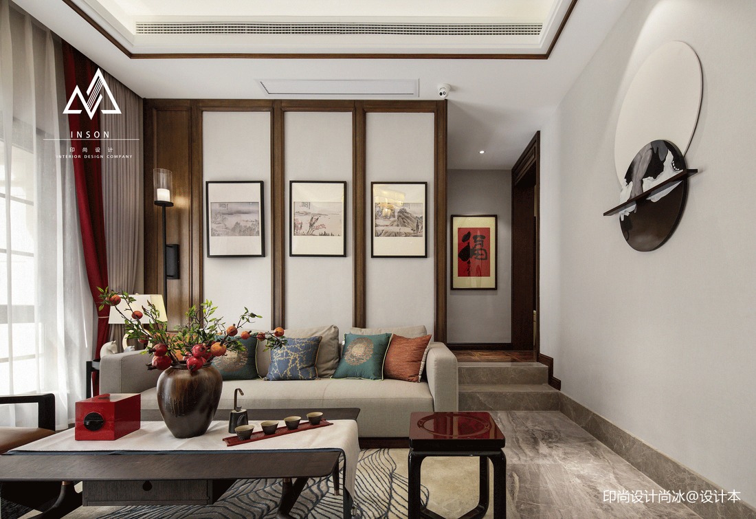精致594平中式别墅客厅效果图中式现代客厅设计图片赏析