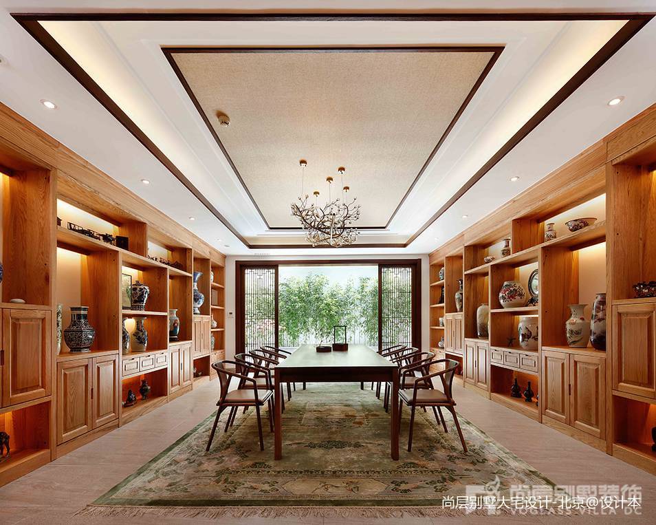 功能区酒柜装修效果图精选120平米中式别墅休闲区装新中式功能区设计图片赏析