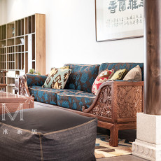 中式现代270㎡二居客厅装潢设计效果图