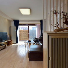 客厅木地板装修效果图质朴93平日式二居客厅装修图