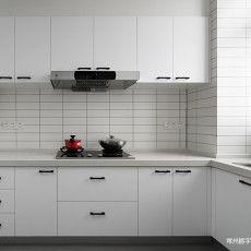 三居北欧极简106㎡厨房装修设计图