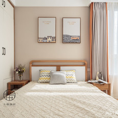 卧室窗帘装修效果图精致106平北欧三居卧室美图