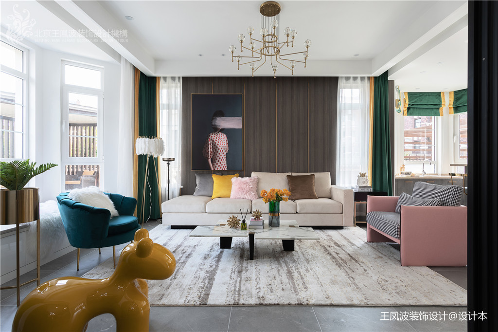现代轻奢风格张家口·观澜墅现代简约客厅设计图片赏析