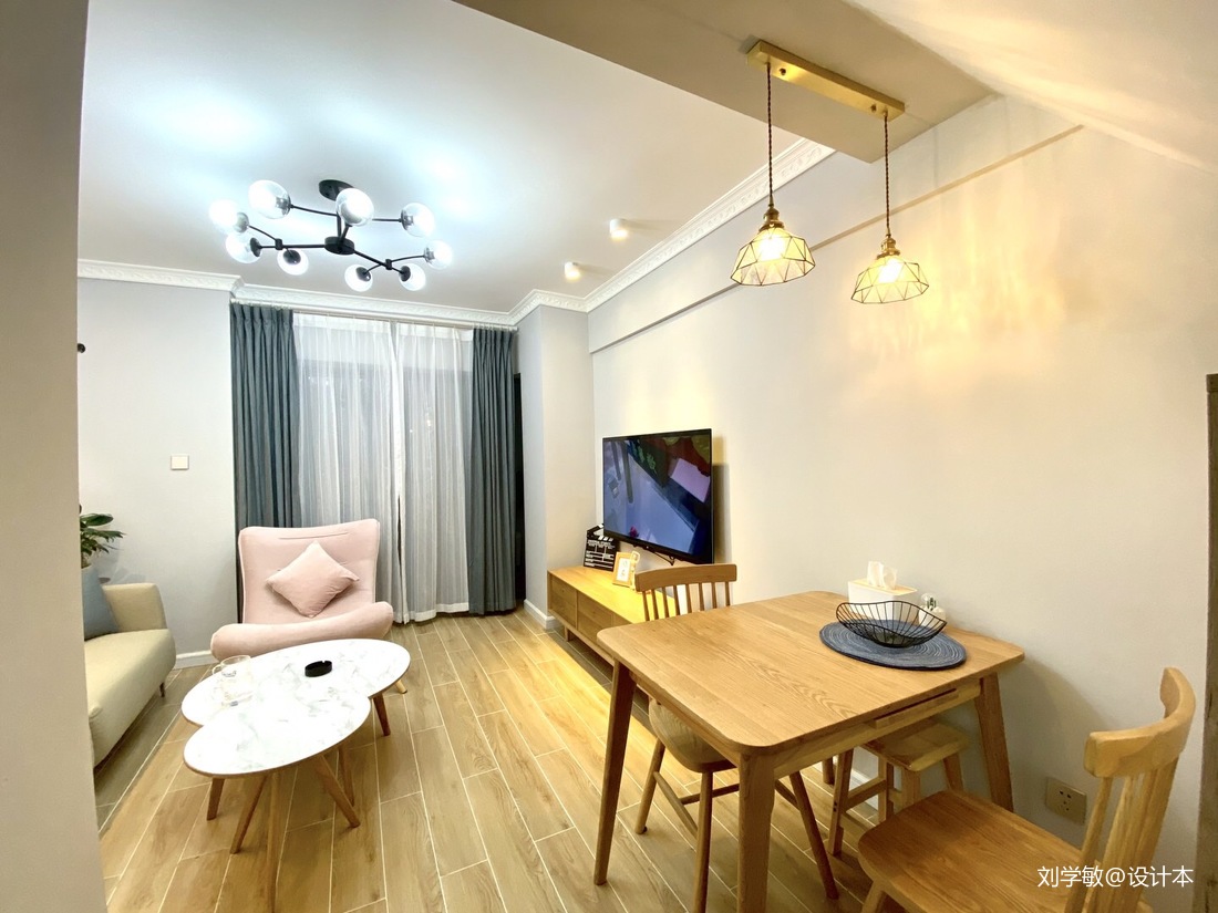 60平方单身复式公寓设计北欧极简客厅设计图片赏析