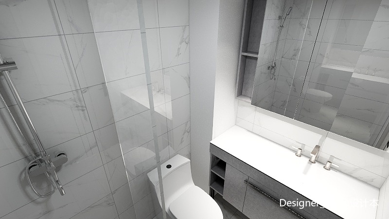 现代北欧单身公寓北欧极简卫生间设计图片赏析
