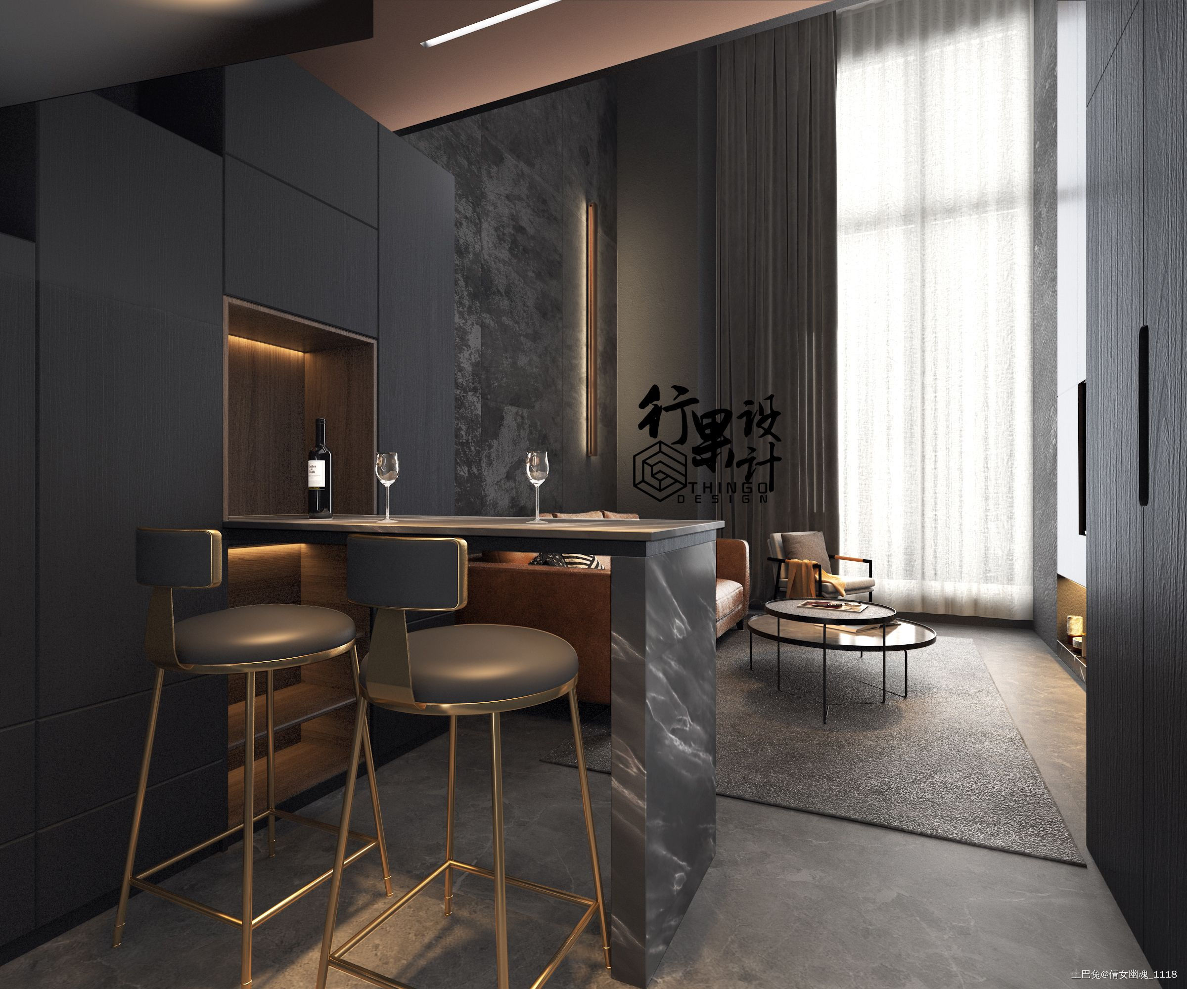新作预告极简黑LOFT公寓15783现代简约餐厅设计图片赏析