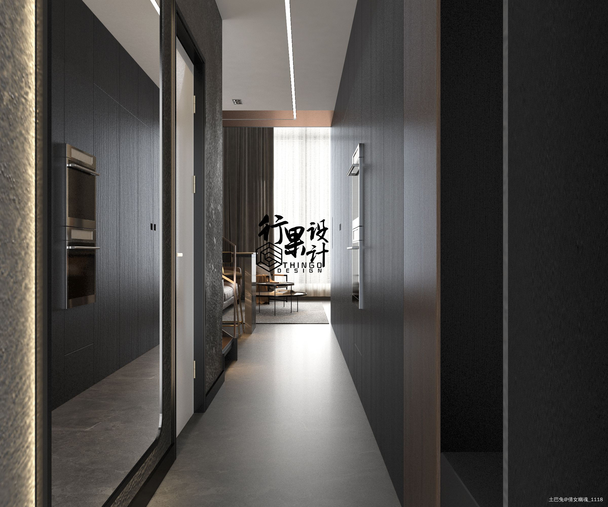 新作预告极简黑LOFT公寓15789现代简约玄关设计图片赏析