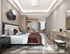 三居中式现代卧室2023装修设计图