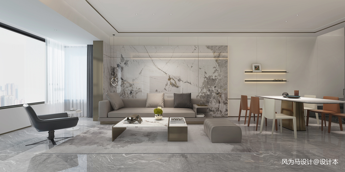 厦门棕榈城现代简约复式的高级感现代简约客厅设计图片赏析